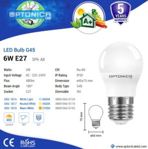 lamp optonica e27 w6
