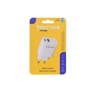 Tekmee Caricatore da muro USB-A + USB-C a 2 porte 20W